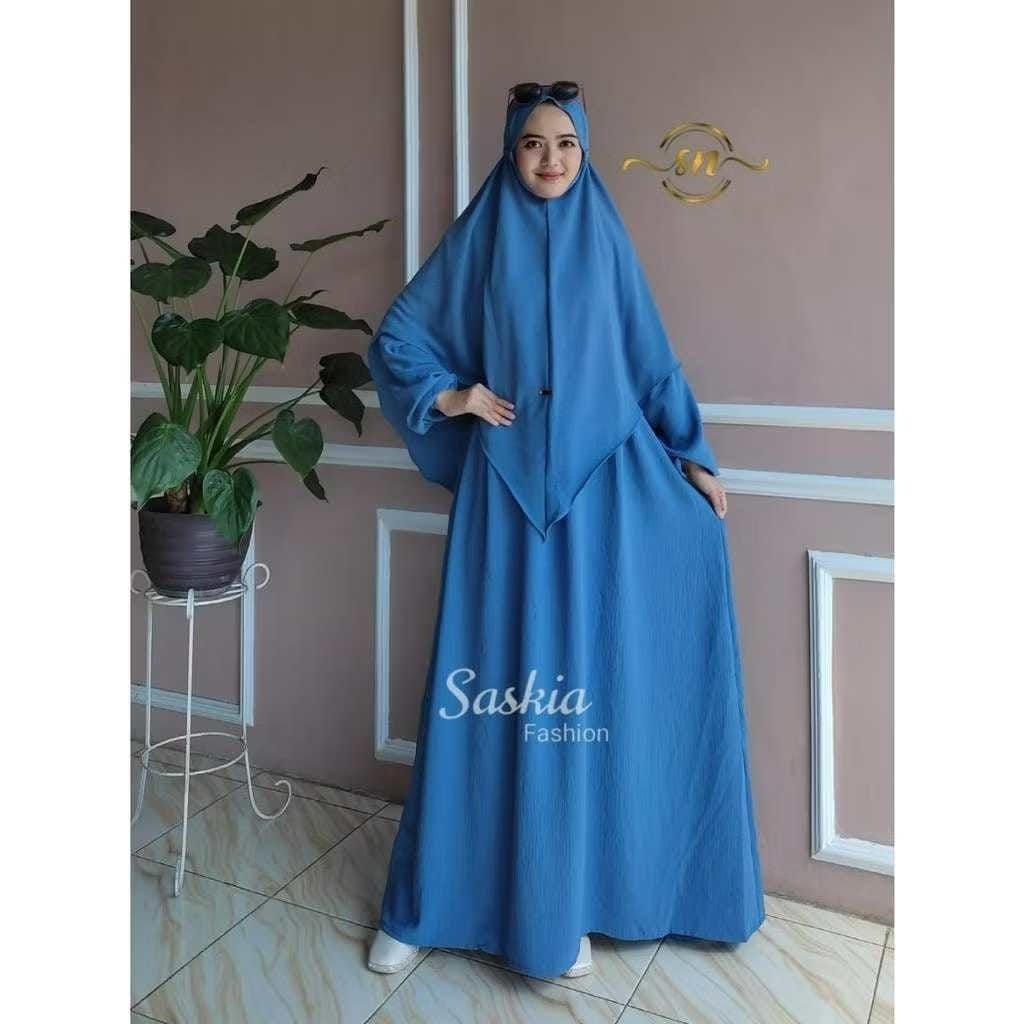 Adinda - FREE HIJAB BERGO Gamis syari S M L XL 2XL jumbo crinkel AIRFLOW muslim wanita lebaran naik 