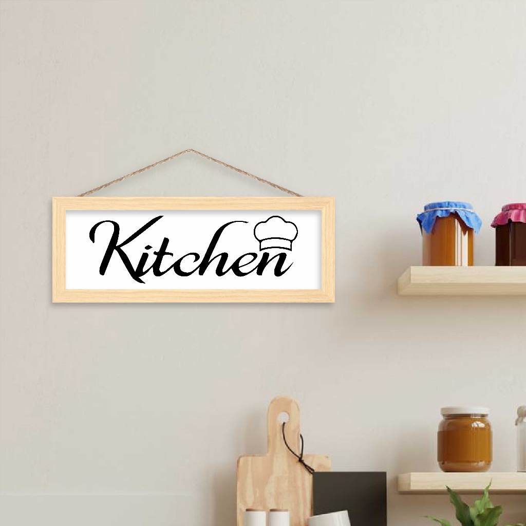 Pajangan Gantungan Papan Nama Dinding Hiasan Dekorasi Pintu Kitchen Dapur Bingkai Kayu