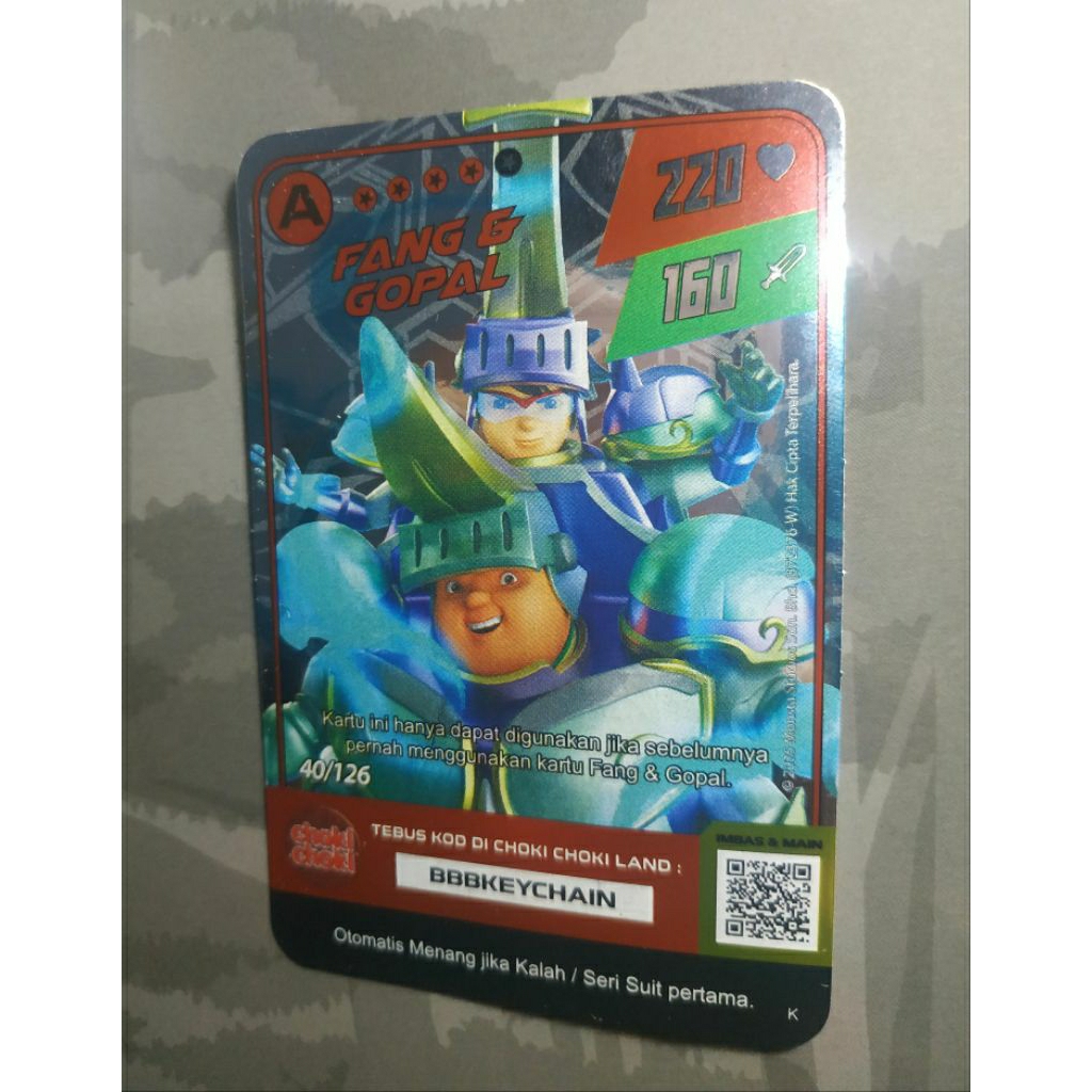 Choki Choki Boboiboy - Monsta Galaxy Card Fang & Gopal Holo Foil A