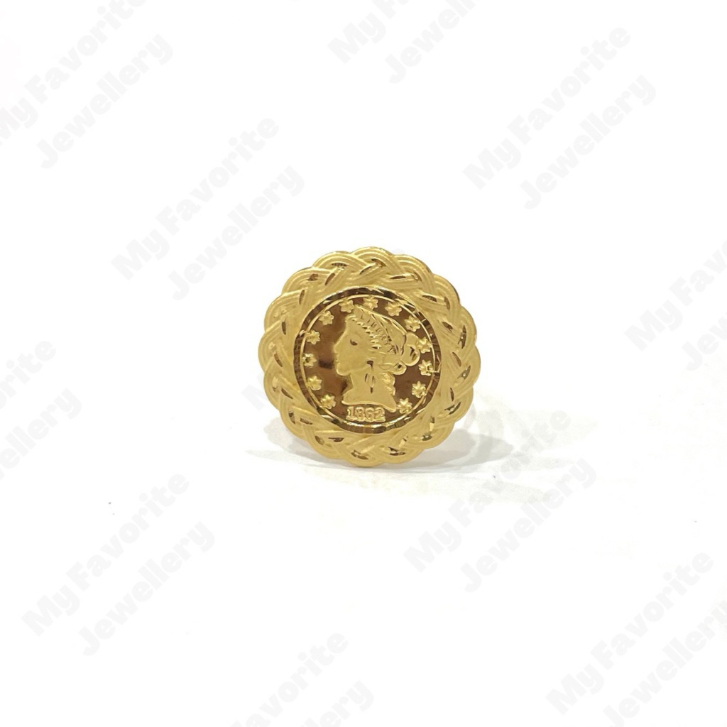 Cincin Adjustable Model Koin Cincin Emas Asli Kadar 700