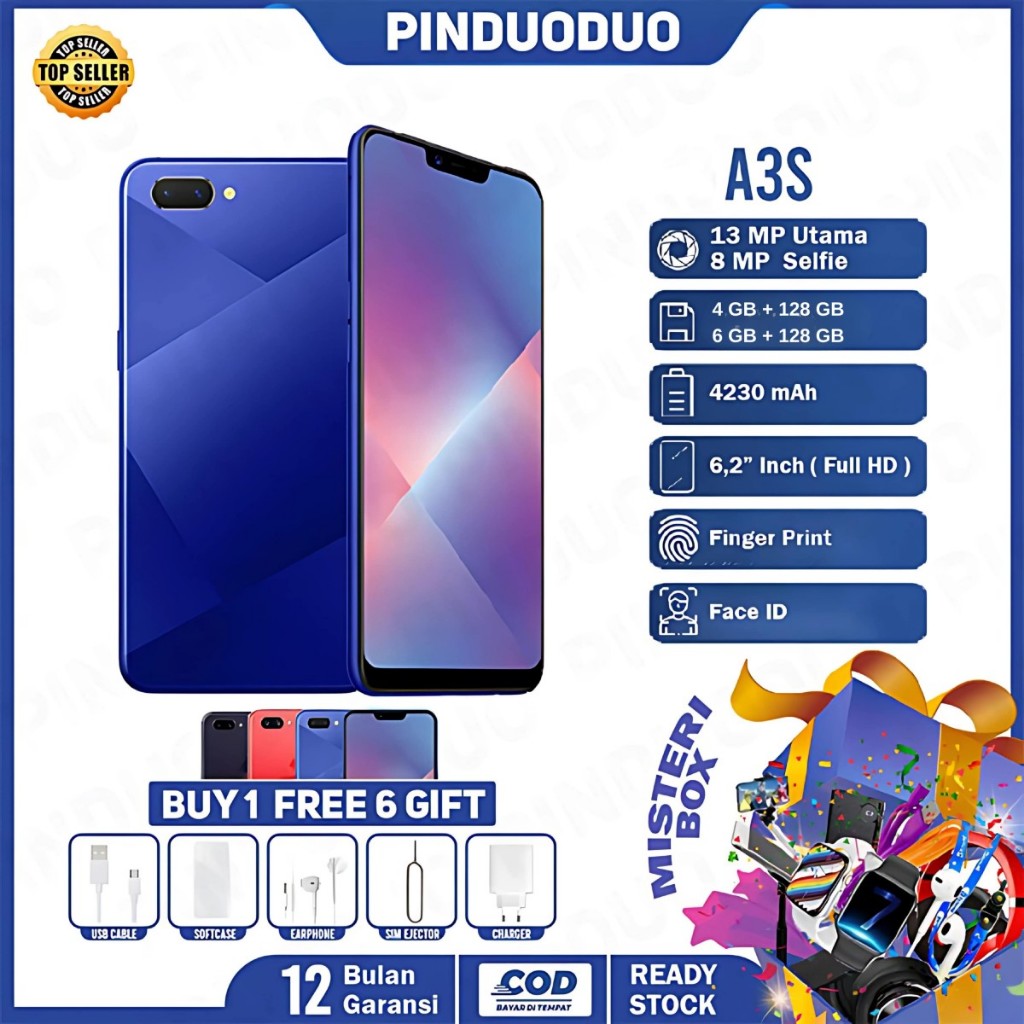 HP OPPO a3s ram 6/128 GB, Garansi distributor 4G grosir termurah