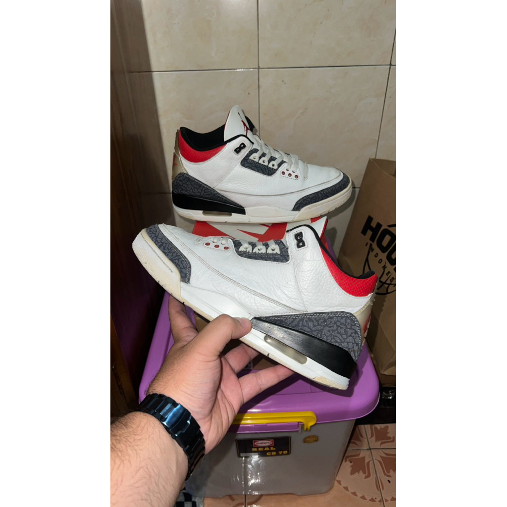 NIKE AIR JORDAN RETRO 3 DENIM FIRE RED sz47,5