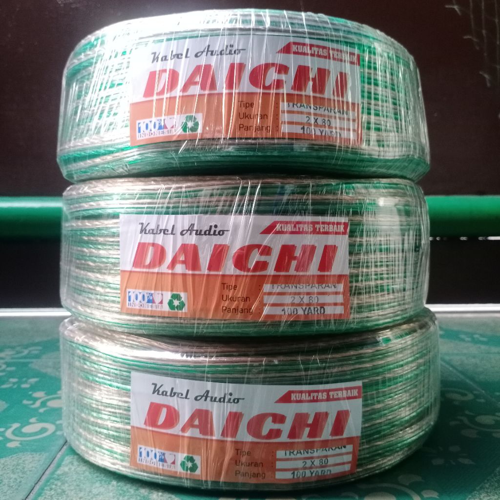 Daichi kabel listrik da audio transparan 2x80 100 yard full body besar kabel serabut