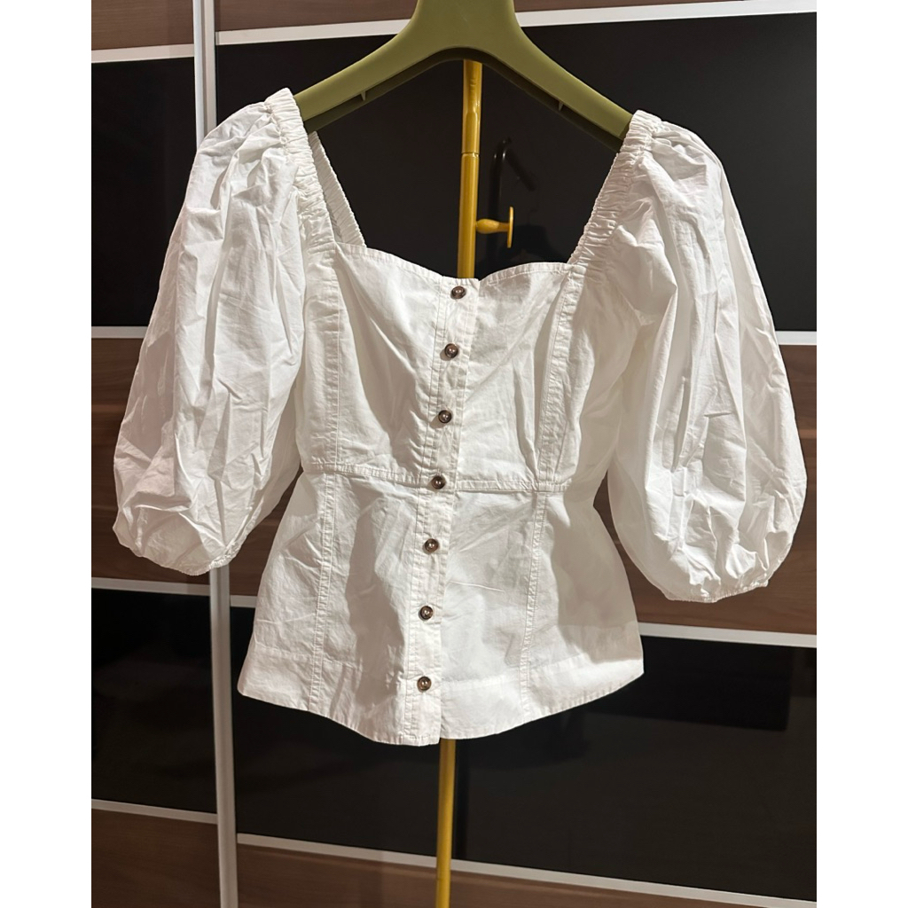 Ganni White top authentic preloved