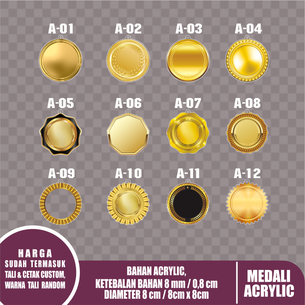 MEDALI, MEDALI AKRILIK, MEDALI ACRYLIC, MEDALI CUSTOM, MEDALI WISUDA, MEDALI KELULUSAN, MEDALI LOMBA