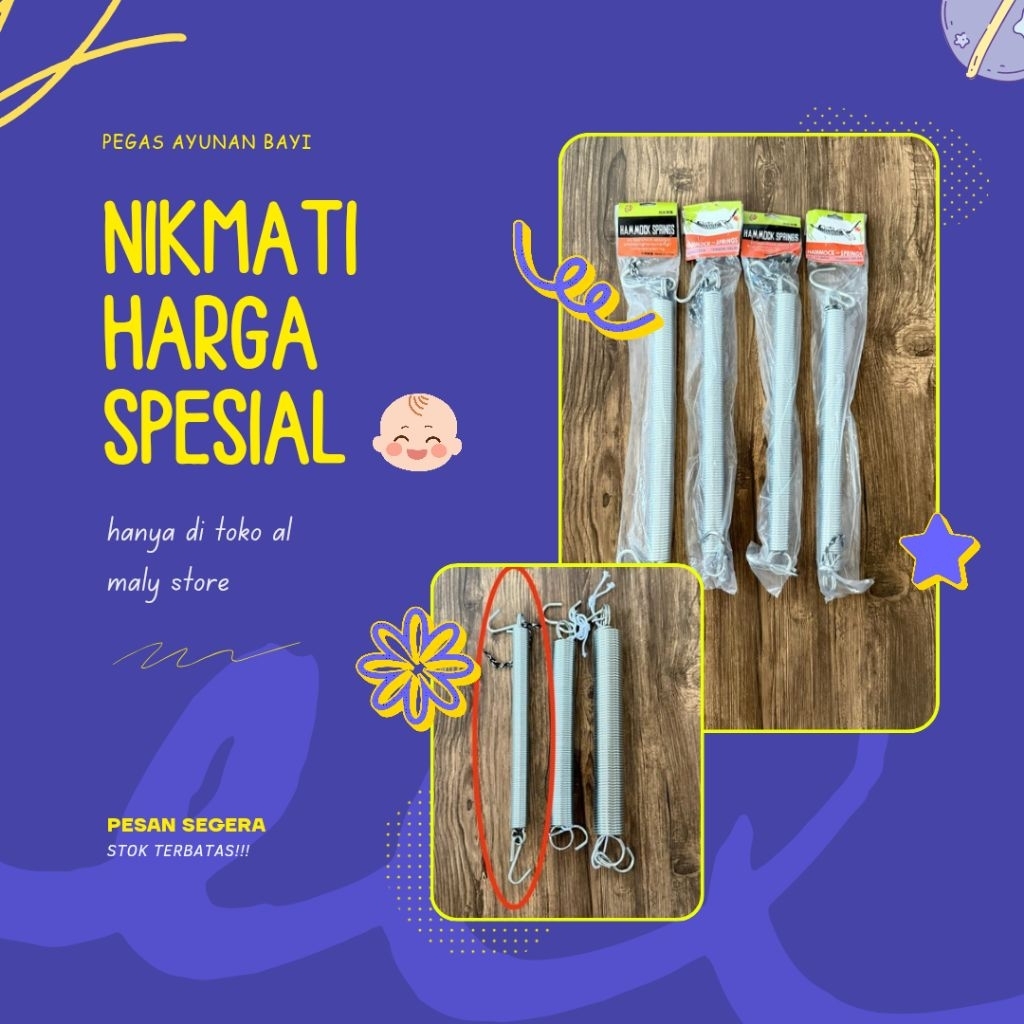 Pegas Ayunan Bayi / Hammock Spring Baja Kuat Tahan Beban 150 lbs – Per Ayunan Penggantung Anti Karat