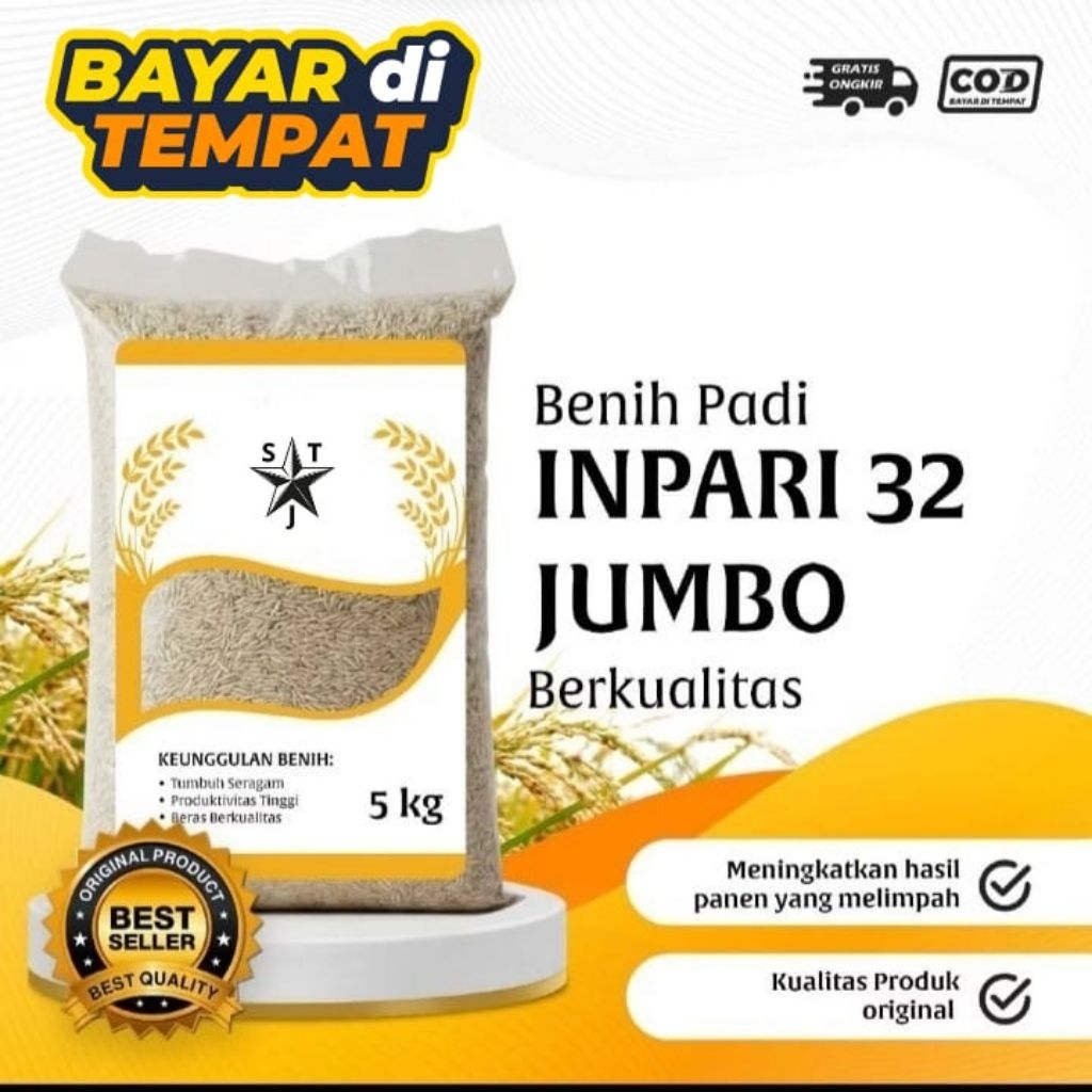 Bibit unggul padi Inpari 32 Jumbo kemasan 10kg