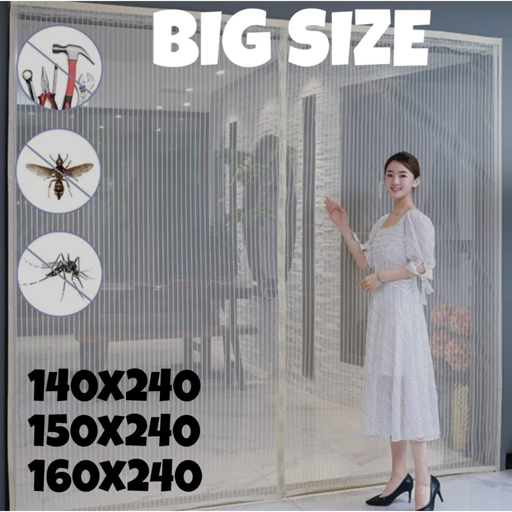 Tirai Pintu Magnet Anti Nyamuk UKURAN JUMBO BIG SIZE Langsung Tempel Uk.120x210cm/140x240cm/150x240c