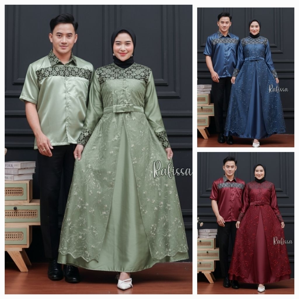 couple gamis brukat pasangan terbaru lebaran 2026 couple gamis syar i kondangan terkini