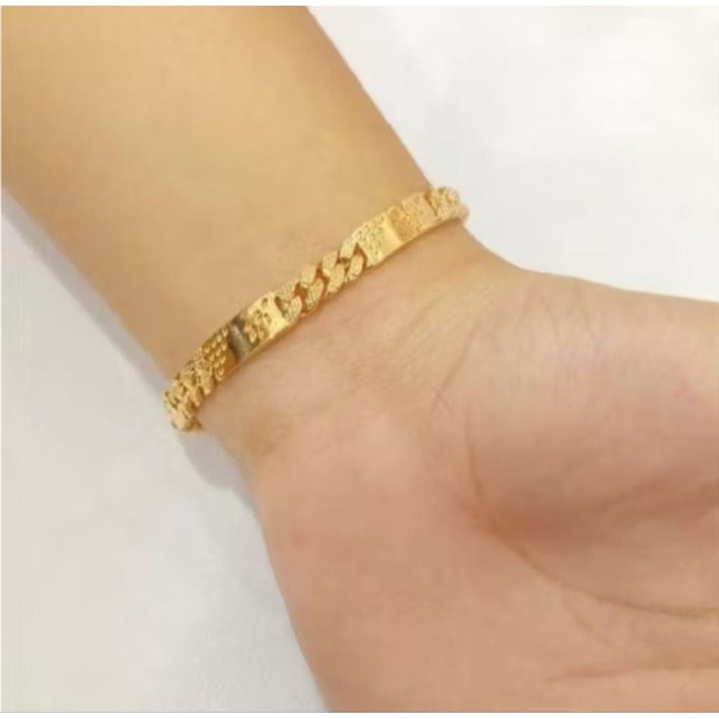 gelang tangan flat motif padi mirip kaya mas asli
