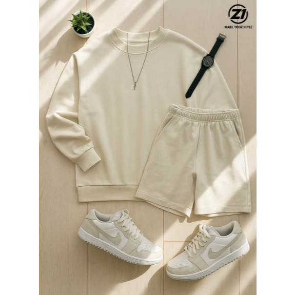 SWEATER POLOS ONE SET CELANA PENDEK CREWNECK ONE SET POLOS SWEATER PRIA WANITA CREWNECK PRIA WANITA 