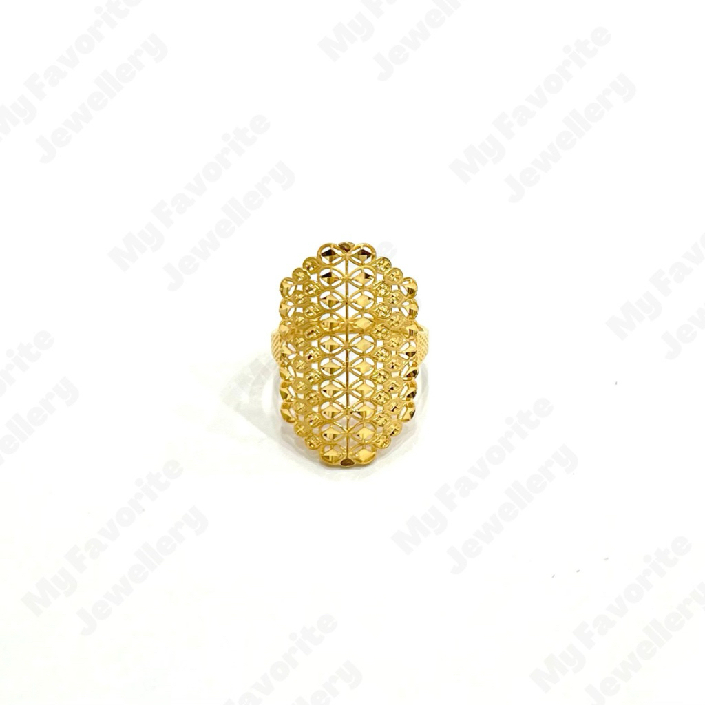 Cincin Trapesium Mewah Uk17 Emas Asli Kadar 700 16K