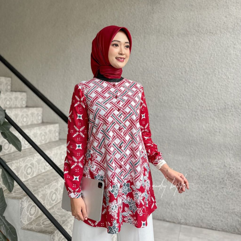 [LAST STOCK] - VANIA Merah Abu Peach - AUDRY BATIK