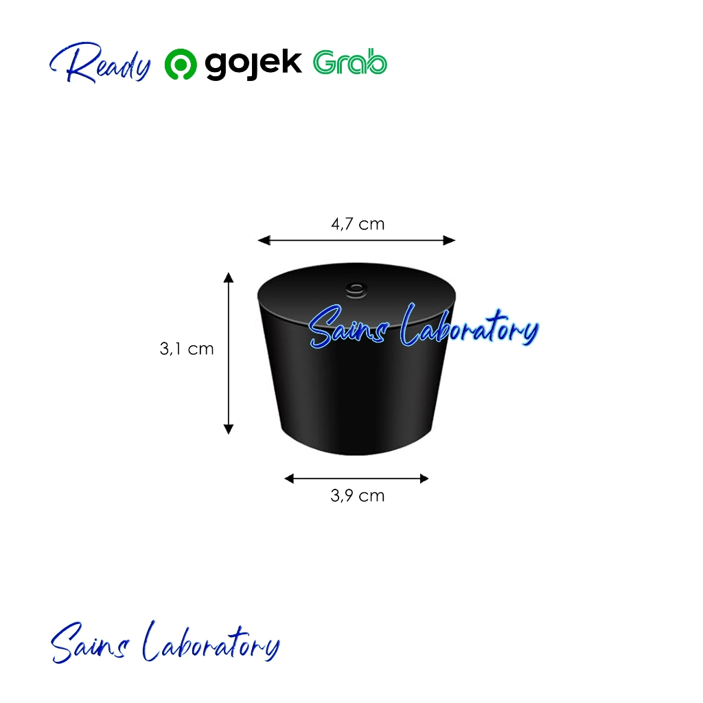 Sumbat Karet Hitam No 9 Erlenmeyer 1000 ml Tutup Karet Tanpa Lubang Sumbat Gabus Solid Rubber Stoppe