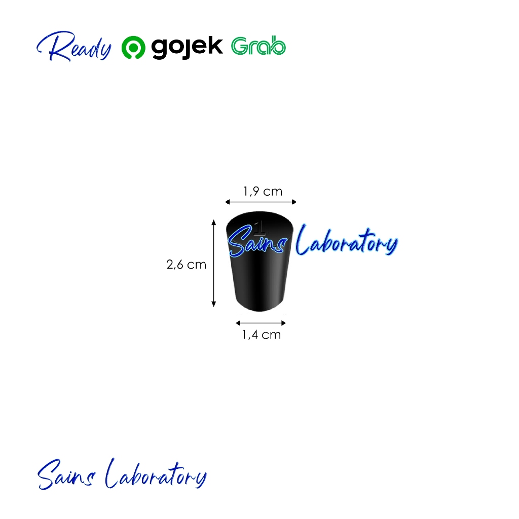 Sumbat Karet Hitam No 1 Erlenmeyer 10 ml Tutup Karet Tanpa Lubang Sumbat Gabus Solid Rubber Stoppers