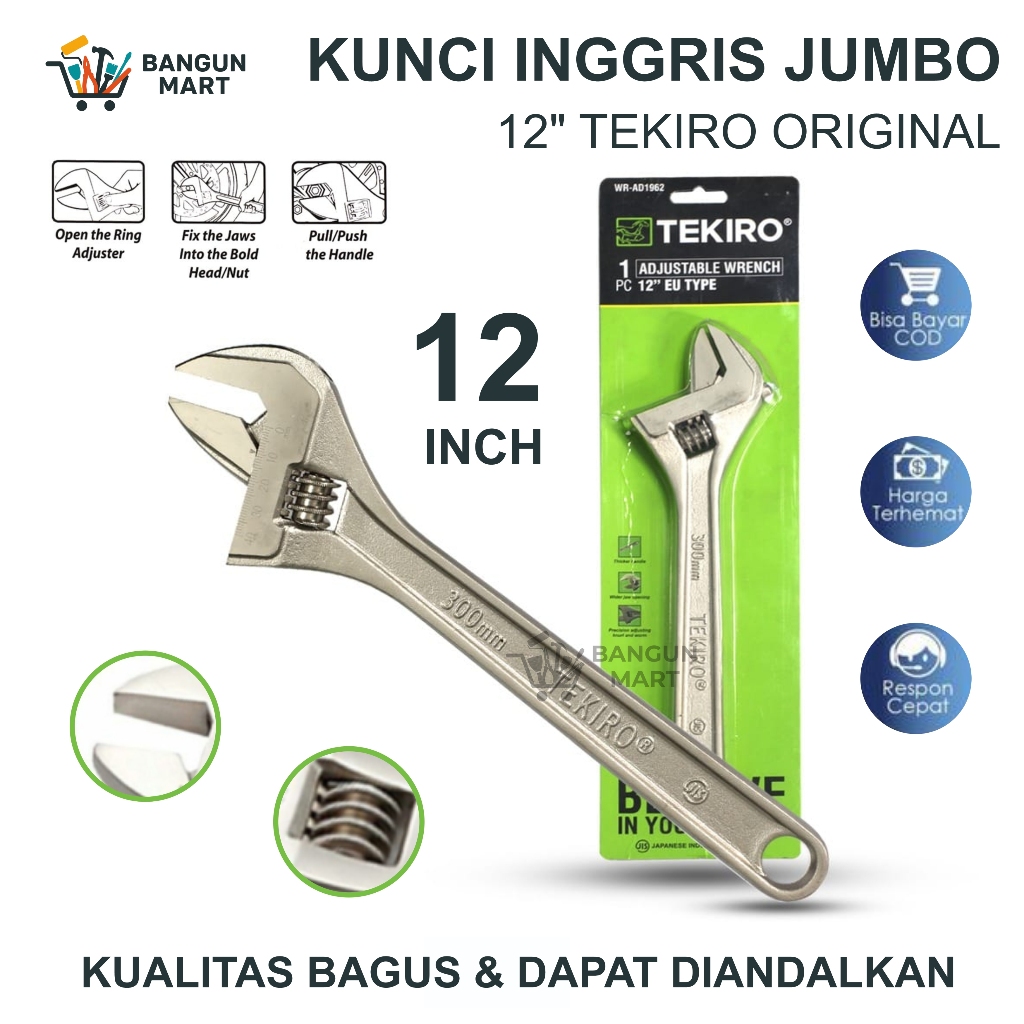 Tekiro Kunci inggris 12" [300mm] / adjustable wrench 12" Tekiro Kunci Inggris 12 Inch Adjustable Wre