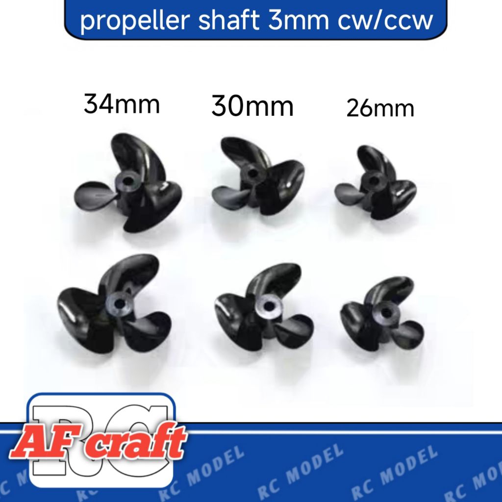 propeller 3blade shaft 3mm D26.D30.D34 CW/CCW RC boat