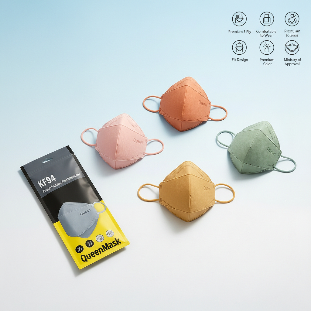 Masker KF94 Queen Mask 5 Ply Isi 10 Pcs - Resmi Izin Kemenkes