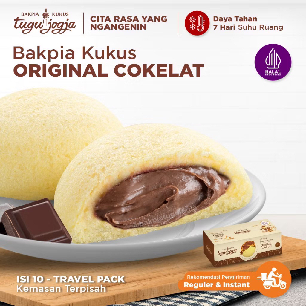 Bakpia Kukus Tugu jogja Original Cokelat Isi 10 - Travel Pack
