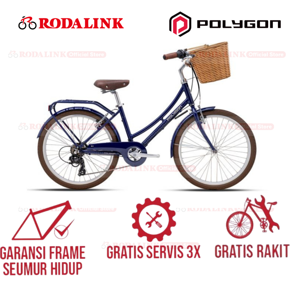 Polygon Sepeda Kota Oosten 24 – 7 Speed Shimano, Frame Alloy, Dilengkapi Keranjang & Rear Carrier