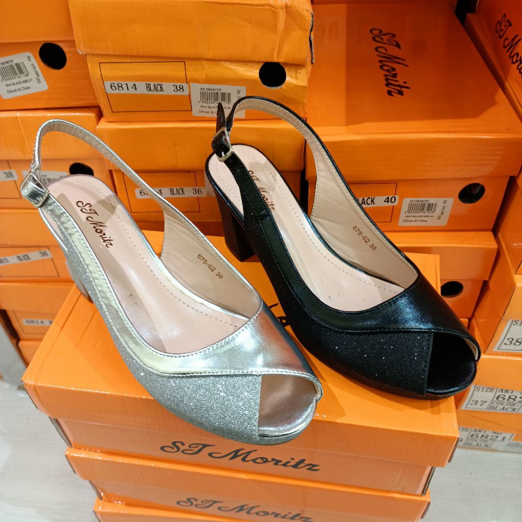 sepatu sandal wanita pesta heels 9cm ST.MORITZ original