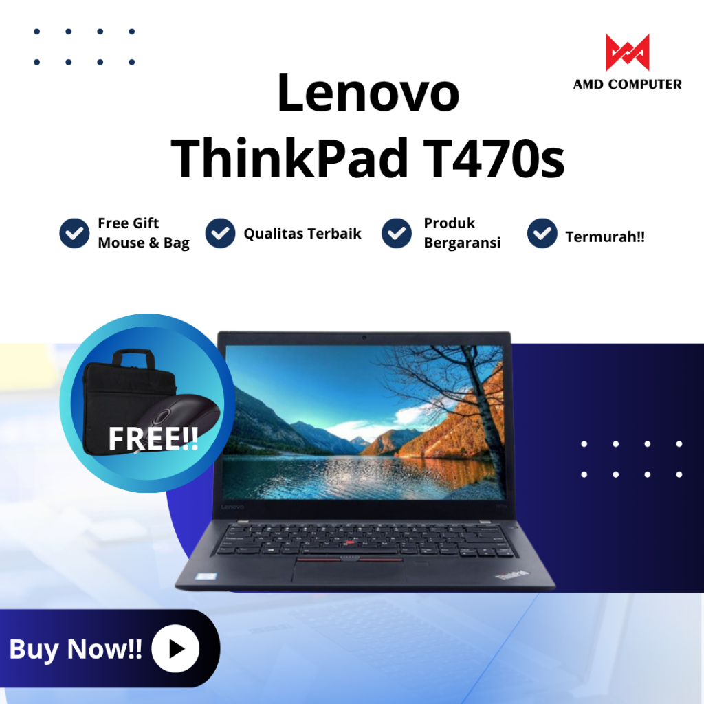Lenovo T470s core i5 gen7 memori 8gb ssd 256 dijamin super mulussss