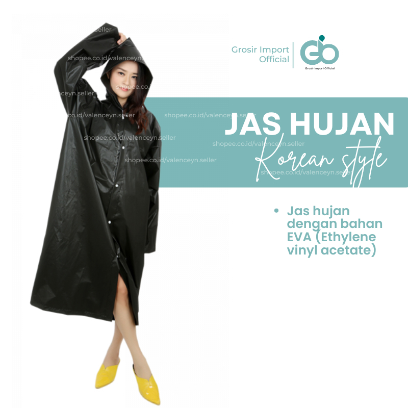 Jas Hujan Raincoat Poncho Korea Korean Style Terusan Transparan Eva Ponco Bening Waterproof Lightwei