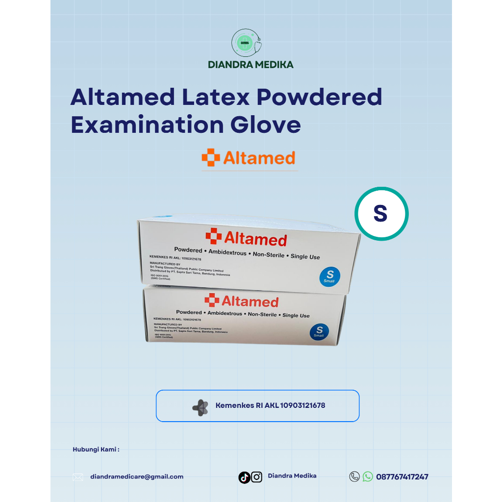 SARUNG TANGAN ALTAMED / HANDSCOON / HAND GLOVE / ALTAMED GLOVE LATEX POWDERED