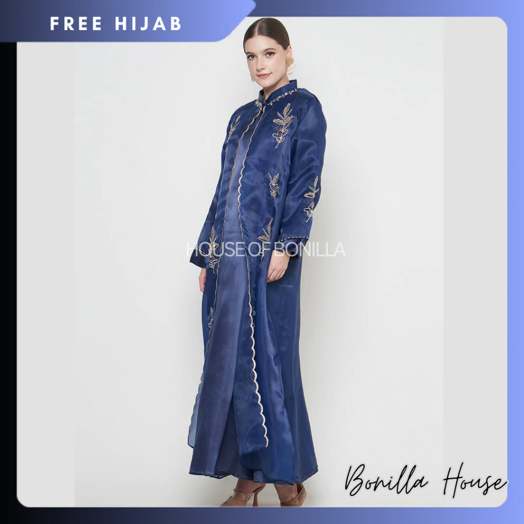 Dress Organza Gamis Virly Bahan Satin Organza Payet Premium / Long Dress Organza / Gamis Organza / G