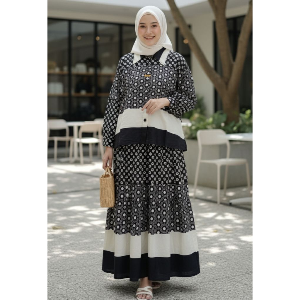 SET ROK RAYON//SETELAN AMARA//SETELAN ROK MOTIF BUNGA POLKADOT// SET AMARA