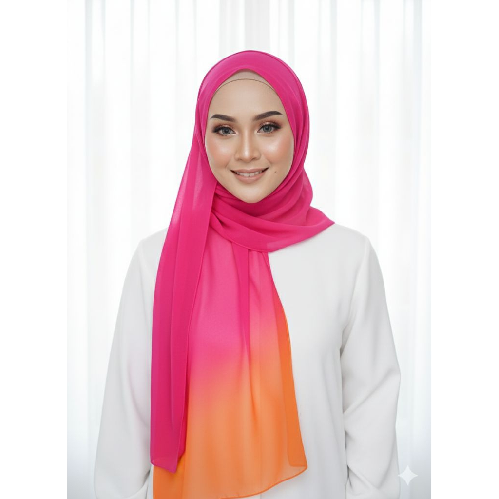 Hijab Persegi Panjang Gradasi Warna