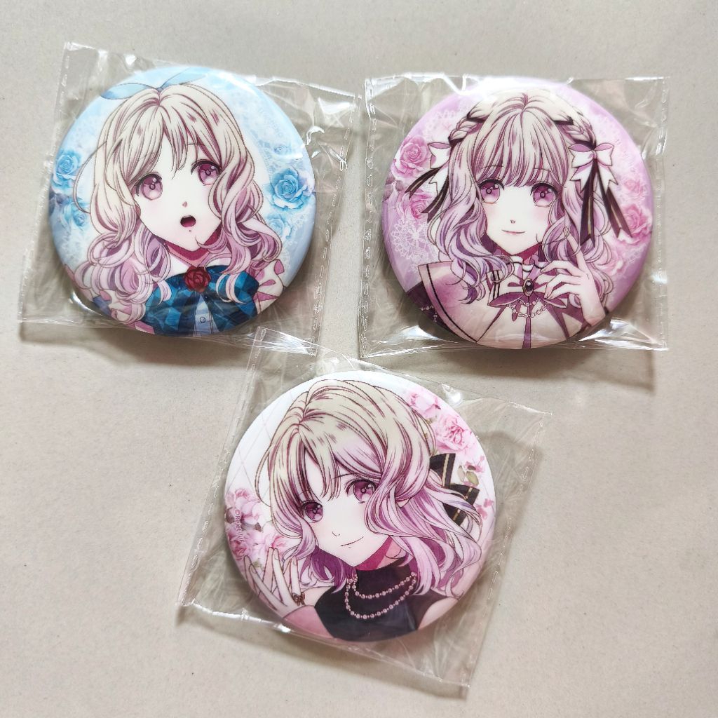 Official Merch Diabolik Lovers Yui Komori 75mm Badge Yui Princess Collection II / Pin Anime Ori