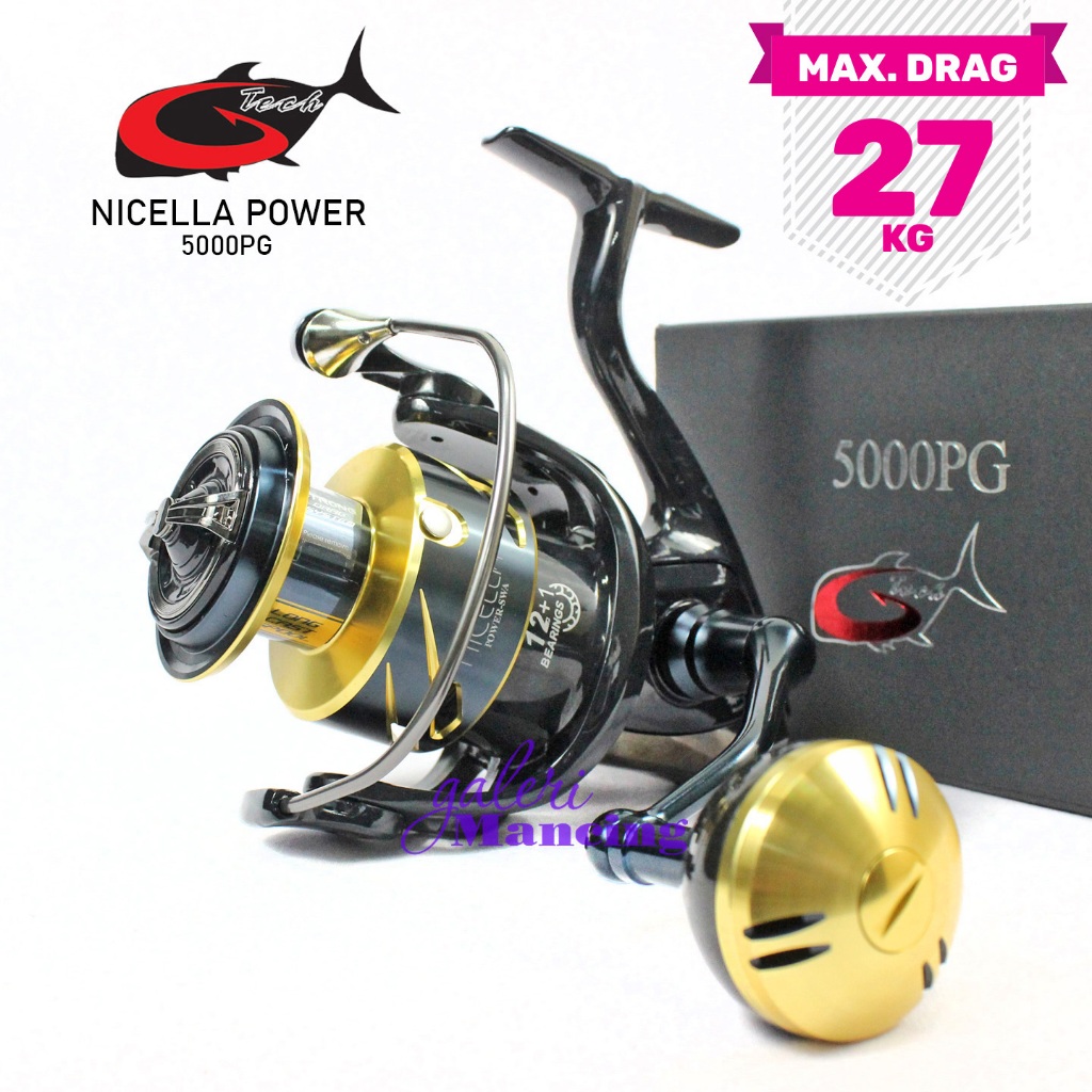 Reel G-Tech NICELLA POWER SWA C3000 4000 5000 HG PG | Power Handle Metal Body | Saltwater Lau