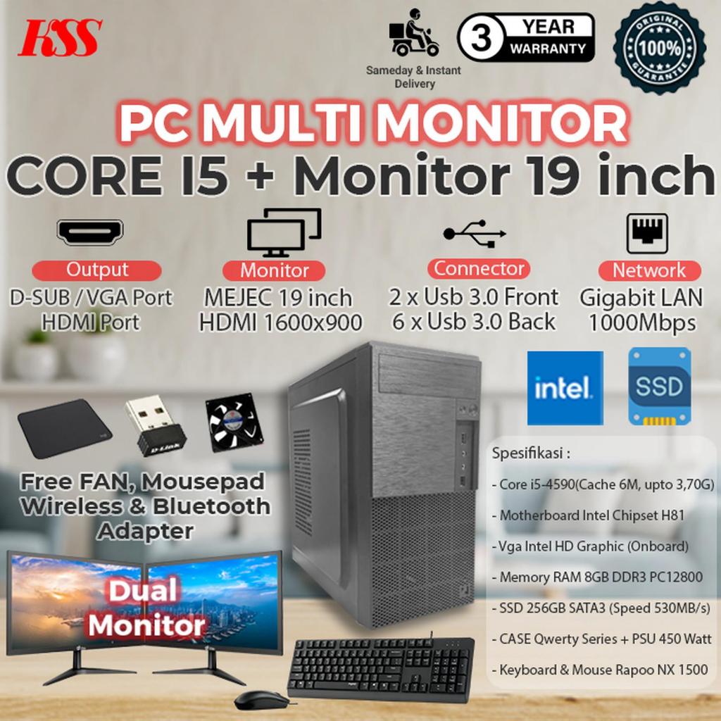 Komputer / PC Rakitan TRADING Core i5 Termasuk Dual Monitor, 8GB, SSD 256GB