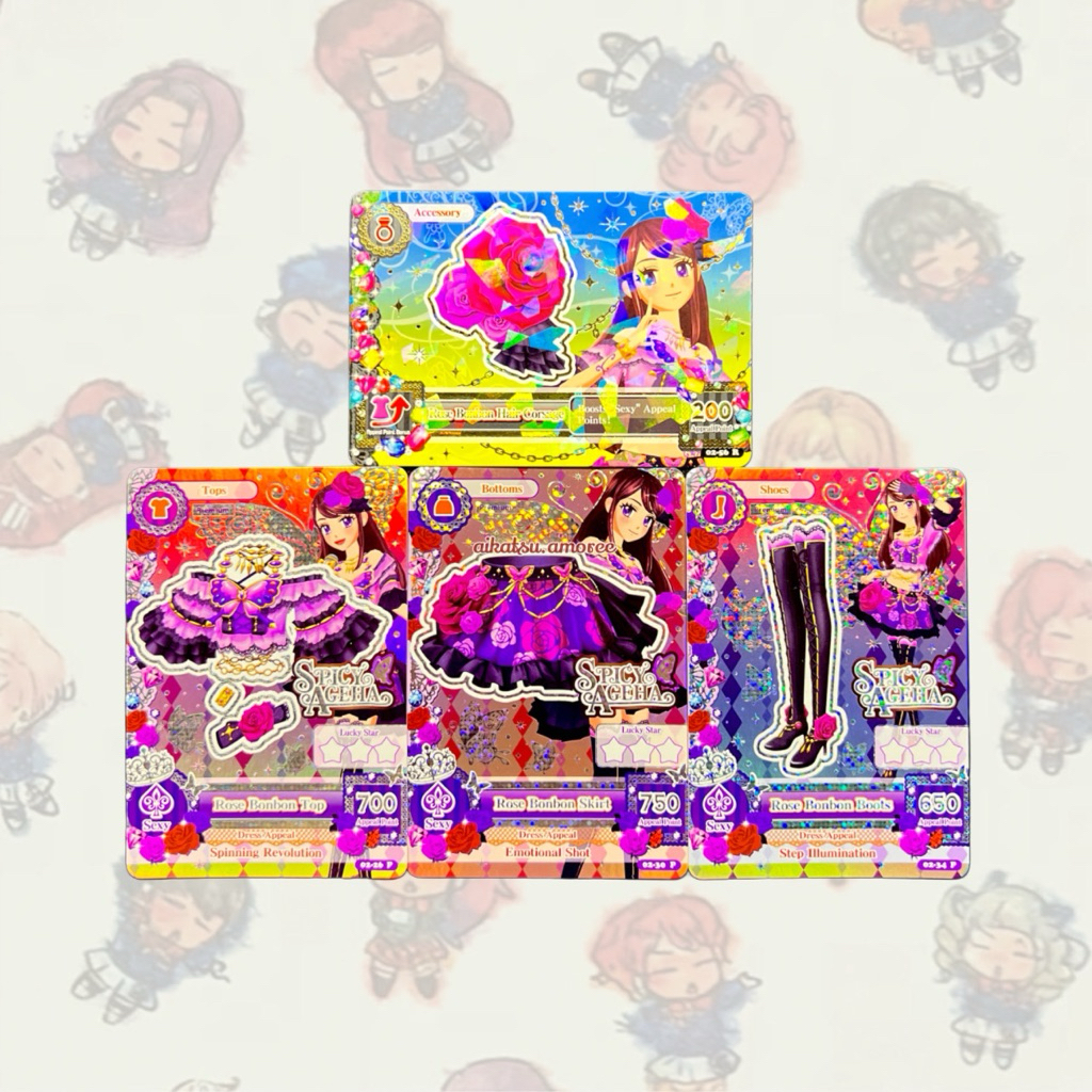 Aikatsu Premium Spicy Ageha Rose Bonbon Set Ran Shibuki