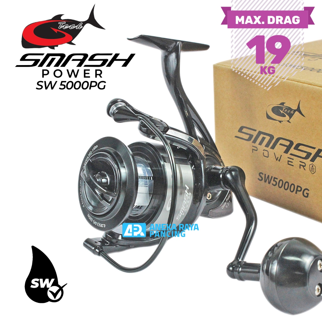 Reel G-TECH SMASH POWER SW ALL SIZE / Reel Gtech Spinning Terbaru / Reel Spinning Badak Kuat Murah P