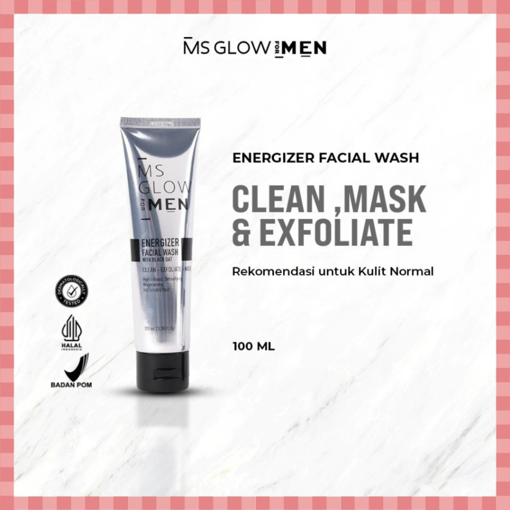 MS Glow For Men Energizer Facial Wash 100mL Sabun Pembersih Wajah Pria Cerahkan Kulit - XX393