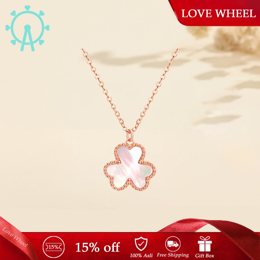 LOVE WHEEL Kalung Wanita - Kalung "Keberuntungan Kecil" Perak 925 & Emas 14K, Hadiah untuk Pacar