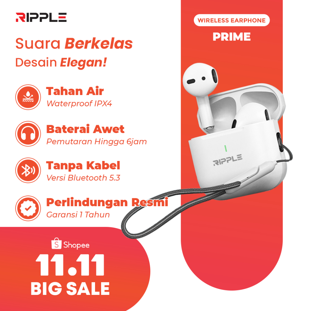 Ripple Rippods TWS MINI Earphone Headset Prime Bluetooth 5.3 Touch Earphone Mini Earbuds