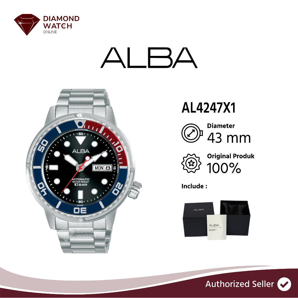 Alba Active AL4247X1 Automatic Men Pepsi Black Dial Stainless Steel Strap