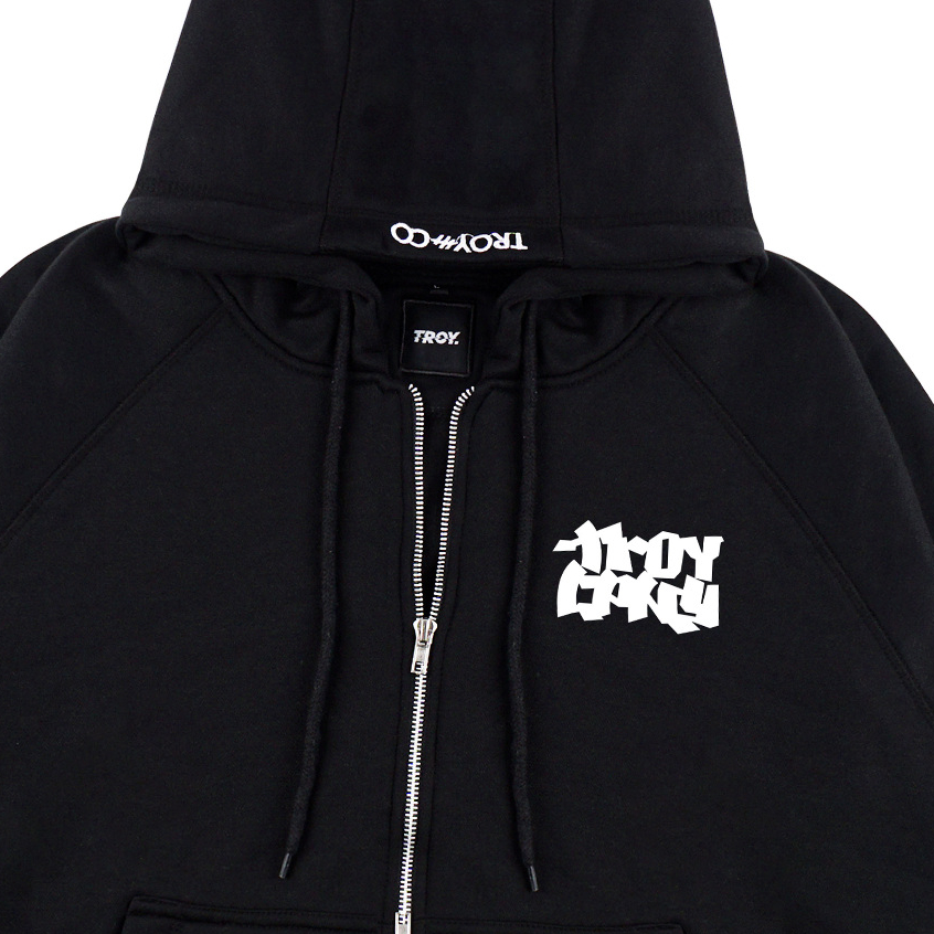 Troy Company Hoodie Boxy Double Slider Zip Black Skatehoulette - Hoodie Zipper Hitam ZDSH 3380