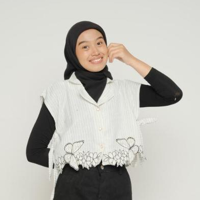 VEST - MARIPOSA ROMPI WANITA REMAJA / VEST STRIPE BRODIR TALI PINGGANG