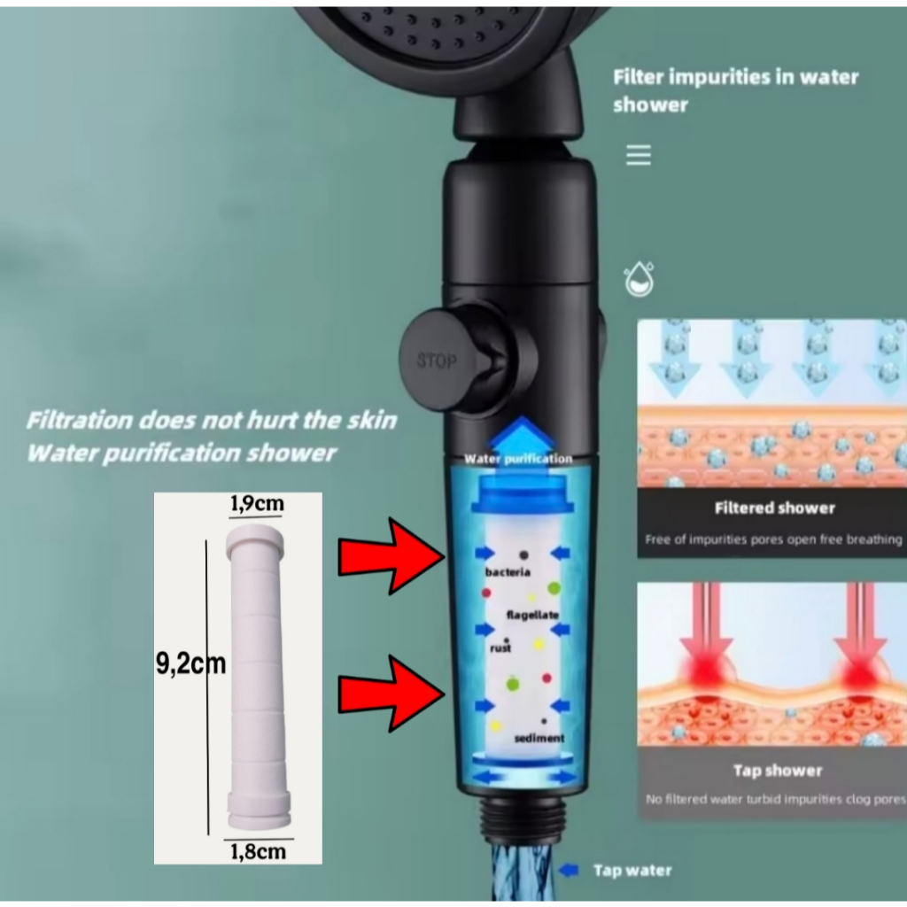 MH -Kepala Shower 3 Mode Spray Premium High Pressure Hand Shower Turbo 906