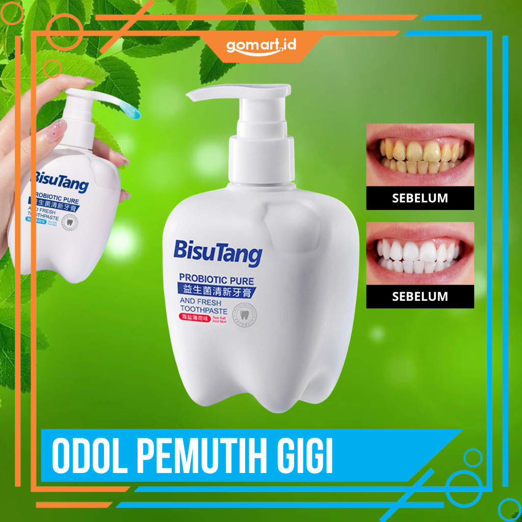 BISUTANG Odol Pemutih Gigi Anti Kuning 260g - Pasta Gigi Rasa Sea Salt Mint - Pembersih Noda Gigi