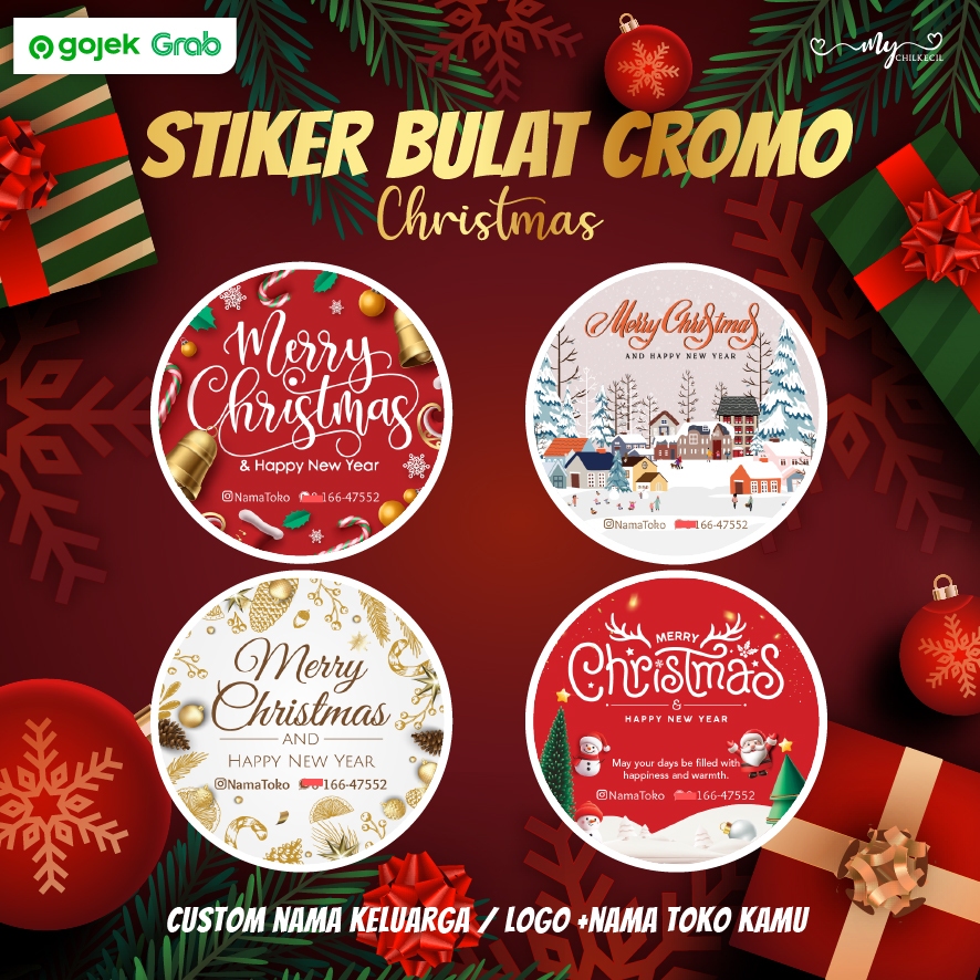Sticker CROMO BULAT Spesial Natal / Christmas Hampers/Stiker Segel Box/Packaging/Toples Makanan/Labe