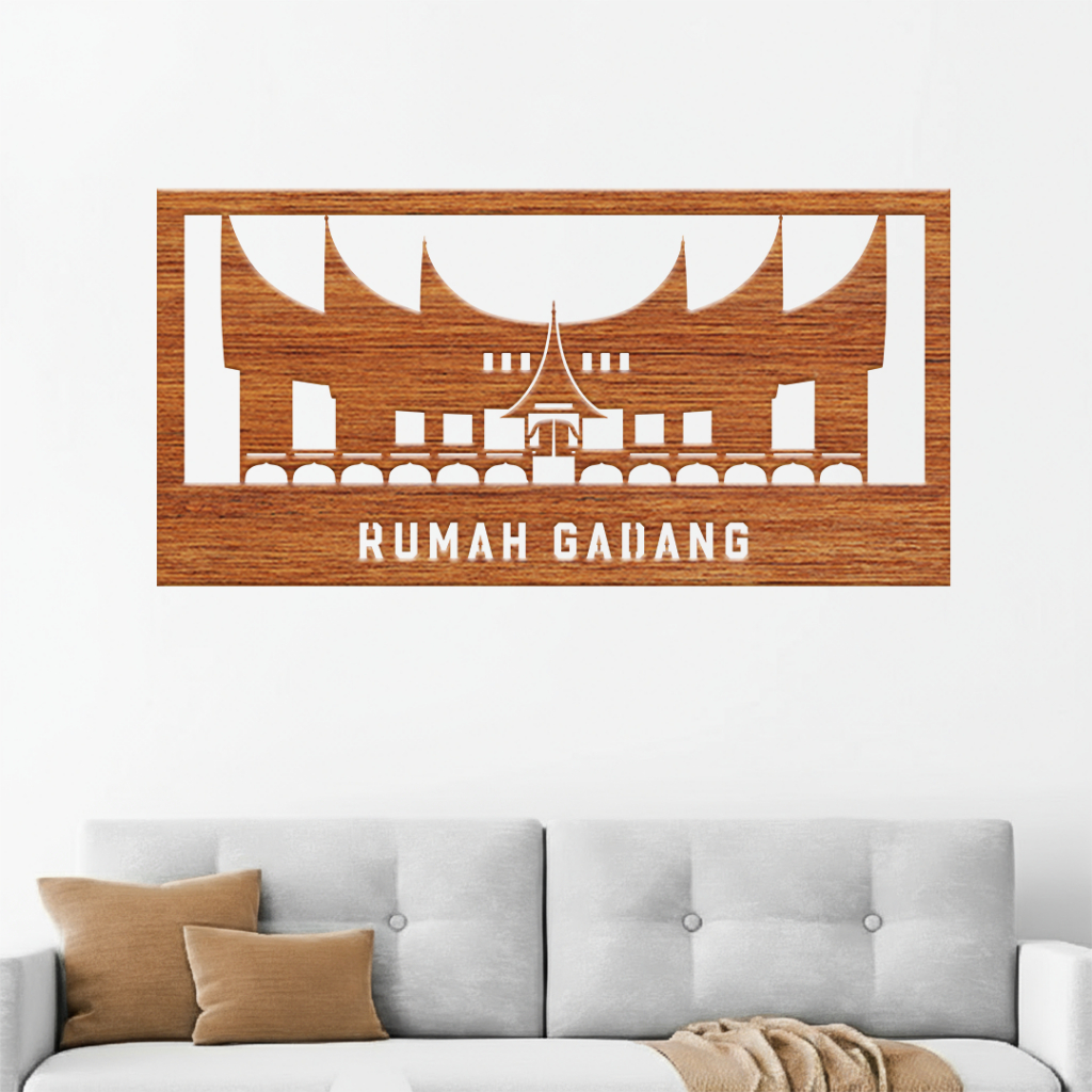 Pajangan Dinding Kayu Motif Rumah Gadang Wall Art Hiasan Rumah Aesthetic