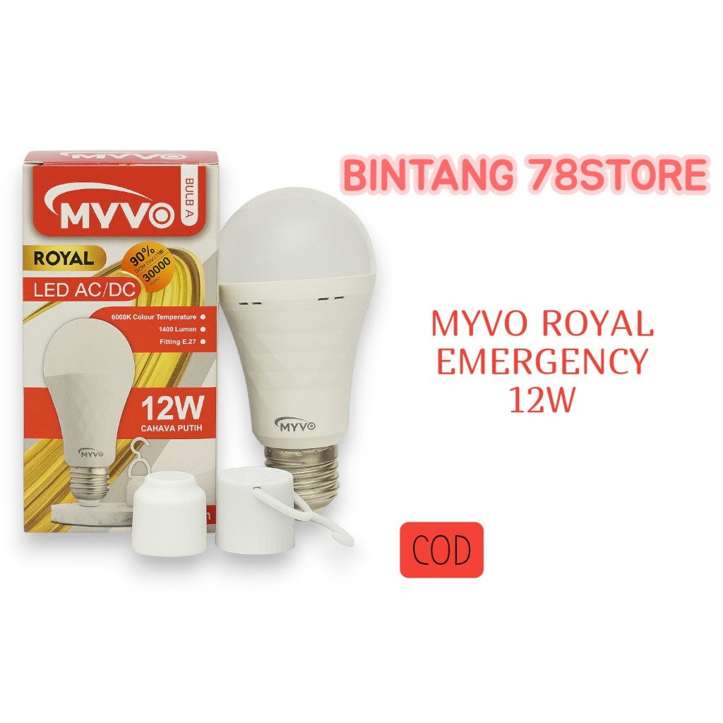 LAMPU EMERGENCY MYVO ROYAL 12W PUTIH - BOHLAM LED DARURAT - LAMPU MYVO