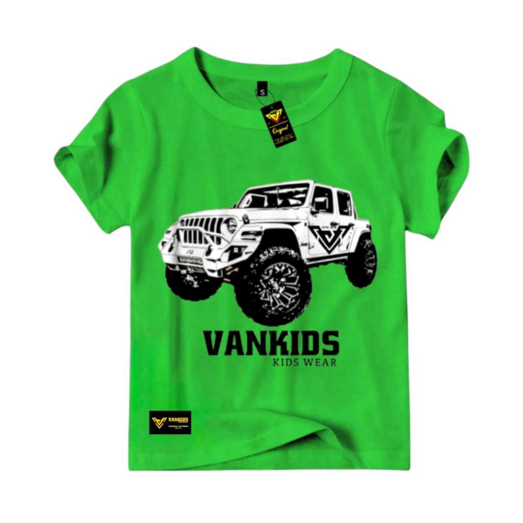 Kaos Mobil Jeep Anak Hijau Fuji Usia 1-10 Tahun