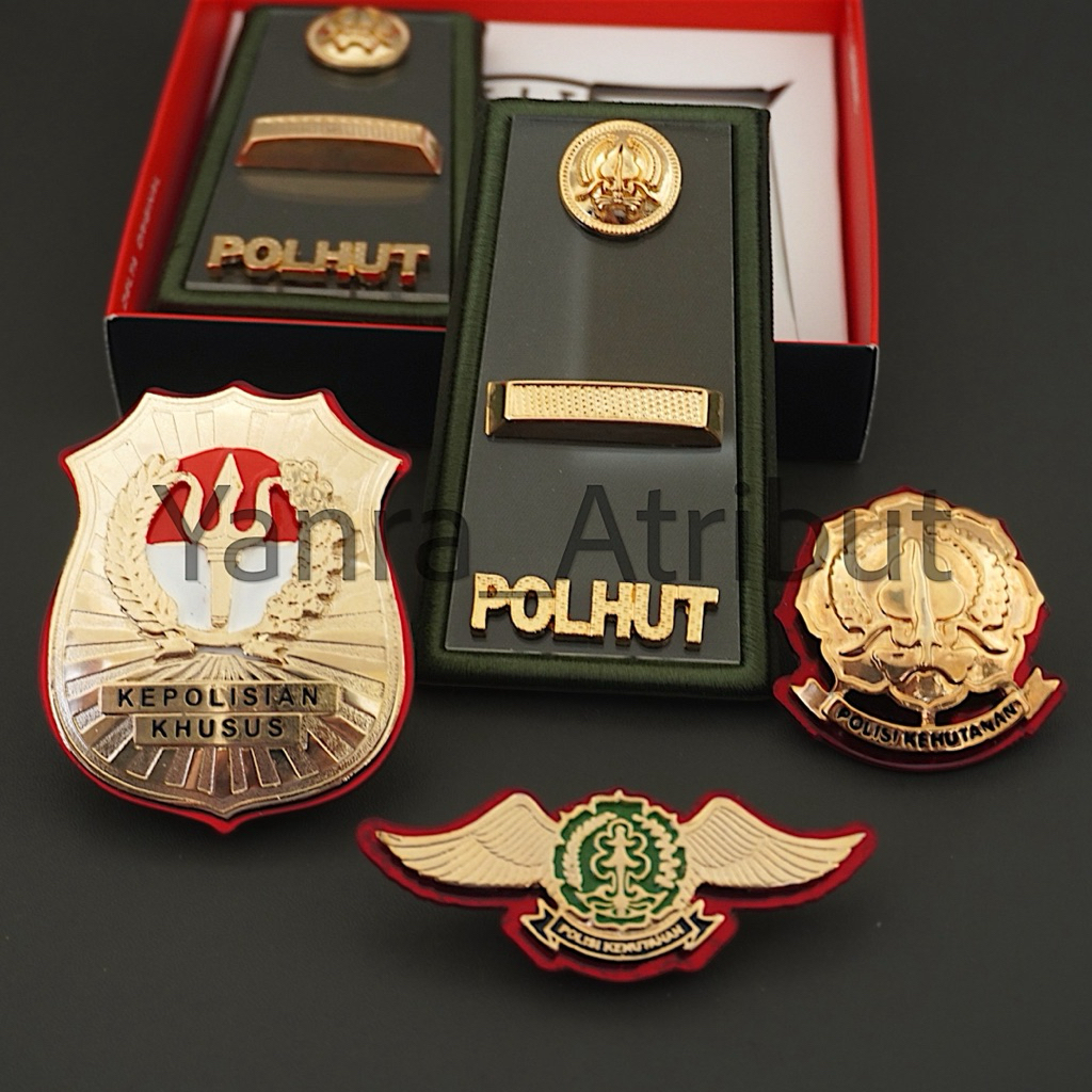 Set Atribut Pangkat Polhut 3A / 3B / 3C Pin Wing Kewenangan Polsus Polisi Kehutanan Premium