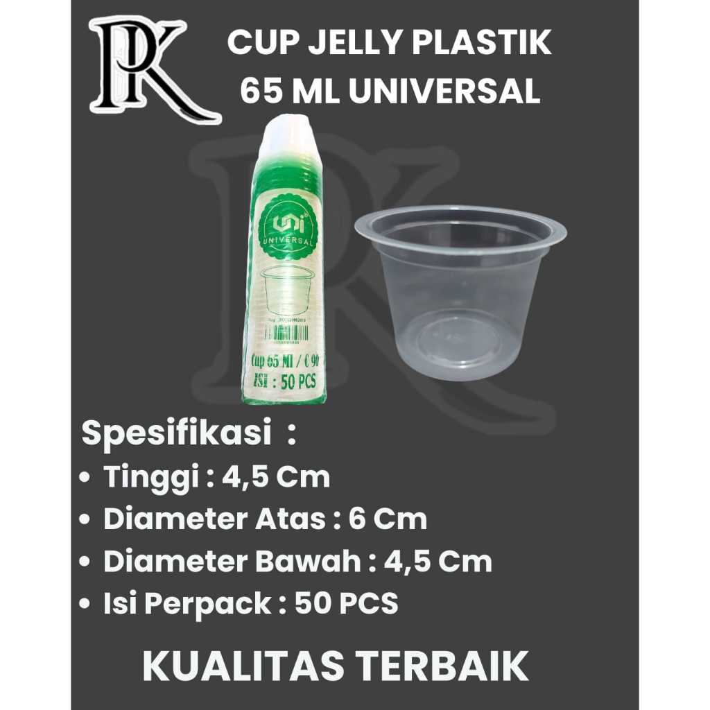 Gelas Plastik Bening Universal 50 ml 65ml / Cup Pudding Jelly Ice Cream Agar Transparan (50pcs)